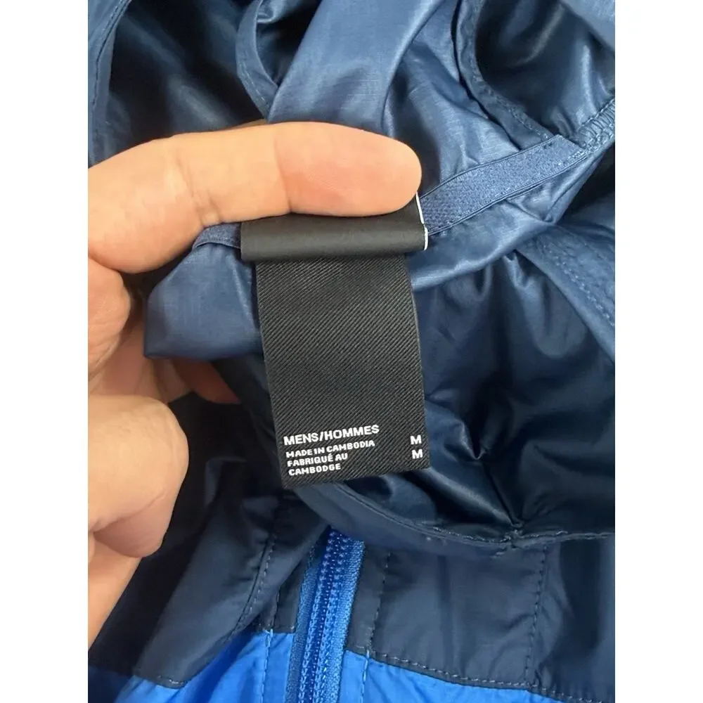 The North Face Jacket Mens Medium Windwall Windbreaker Blue Logo Hooded N157